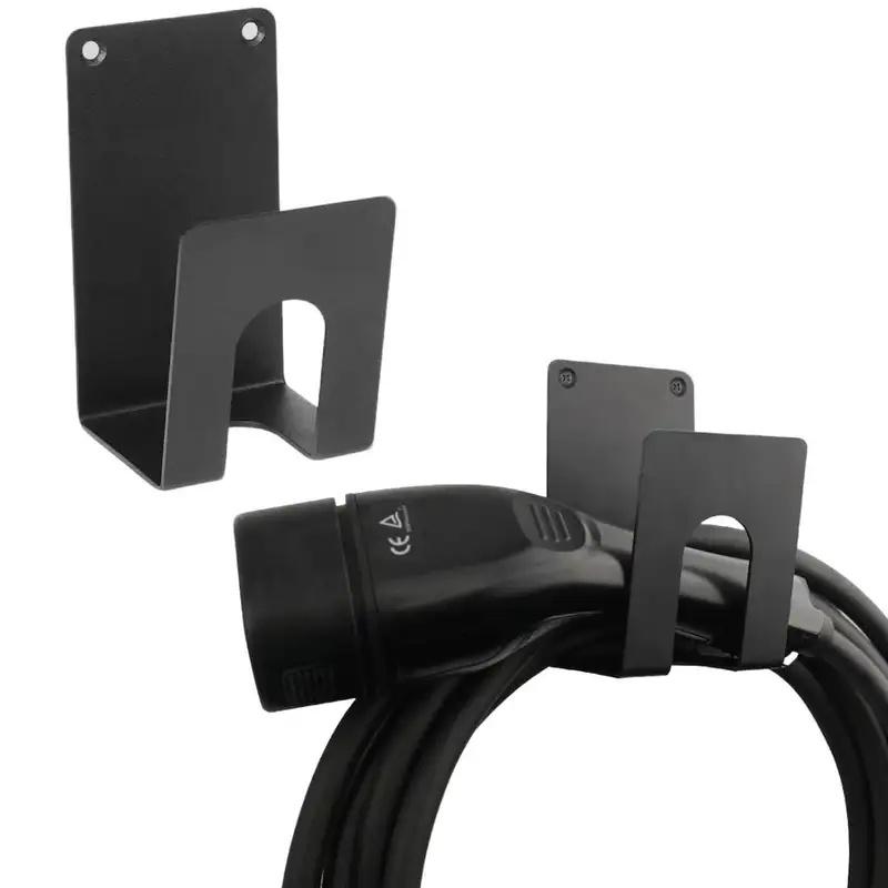 EV Charger Holder, Wall-Mounted Bracket Set, Compatible with SAE J1772 Connector & J-Hook