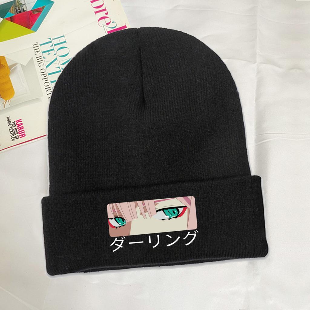 Darling In The Franxx Zero Two Knitted Hat Women's Unisex's Beanies Winter Hat  Crochet Caps