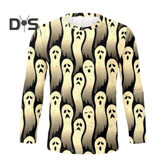 Pánské topy Halloween 3D tisk Tričko s kulatým výstřihem a dlouhým rukávem Tričko Běžný střih Běžný střih Tričko Běžné oblečení Street Party