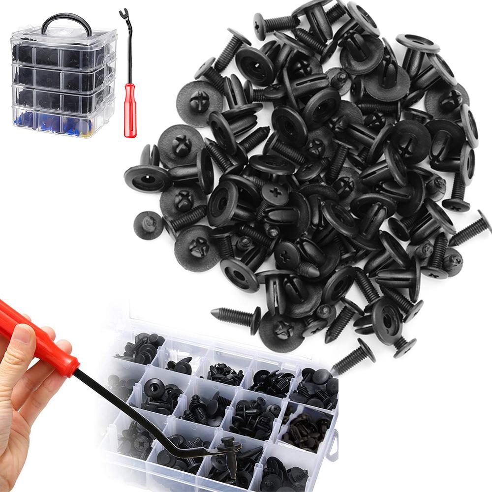 680pcs Car Plastic Fastener Clips Set with Box Mixed Auto Body Push Retainer Pin Rivet Bumper Door Trim Panel Fastener Clip Kit