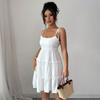 French women's summer new dresses, European and American short skirts, cake skirts, elegant lace-up slip dresses