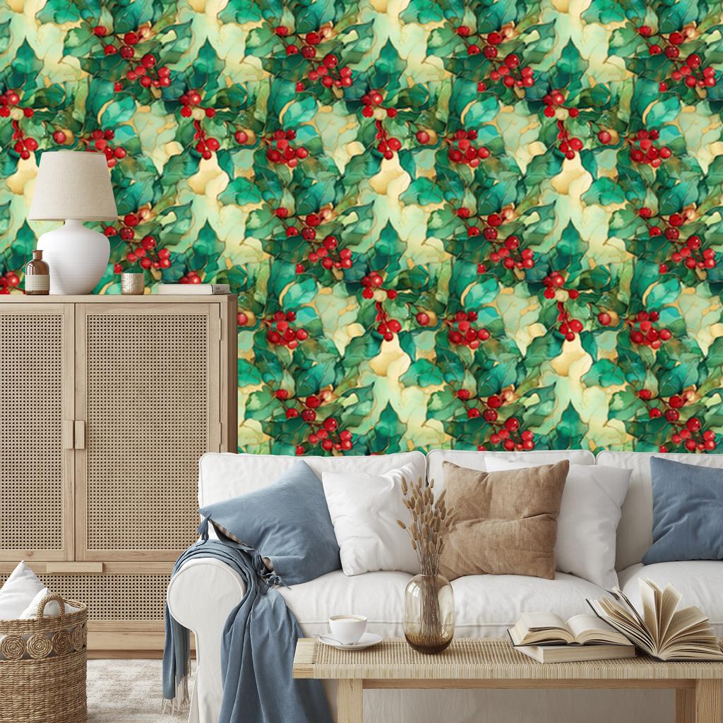 Ink Green, Sea Green and Lime Wallpaper for Living Room and Bedroom 50x1000
