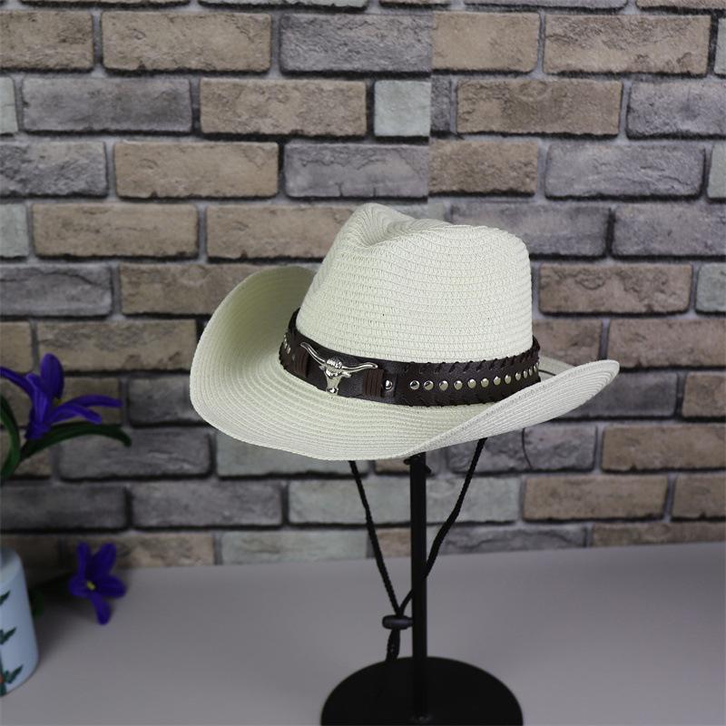 Tibetan hot-selling summer men's and women's versatile western denim straw hat sunshade sunscreen hat new big-brimmed top hat