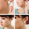 Women Fashion Luxury Elegant White Gardenia Flower Pattern Stud Earrings