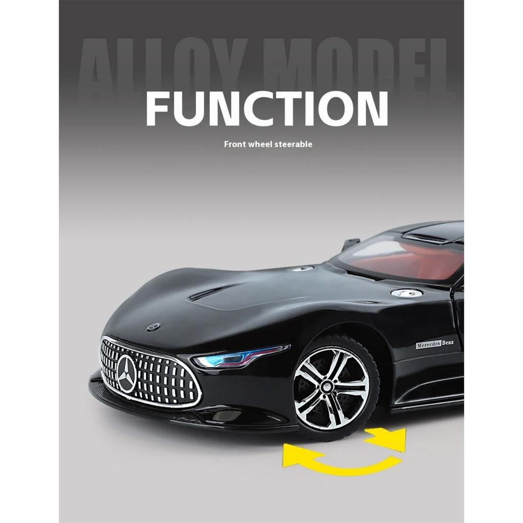 1/24 Benz AMG Alloy Model Car with Sound and Light Feedback Sports Car Model Table Decoration Suitable for Boys As A Gift