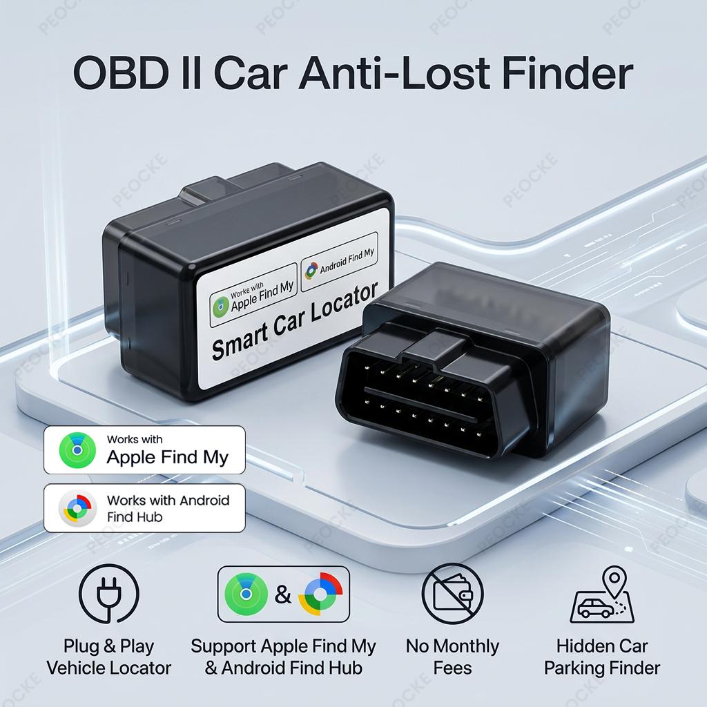 OBD II Smart Car Finder Locator Tag Anti-lost Vehicle GPS Tracker Airtag Alternative Works with Apple Find My Google Find Hub