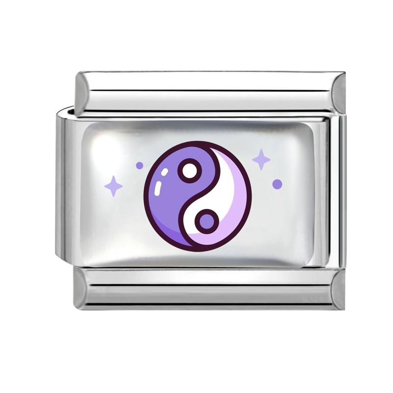 Y2K Dreamy Blue Purple Butterfly Tai Chi Flower Crab Bow Italian Charm Links Fit 9mm Stainless Steel Bracelet DIY Making Jewelry