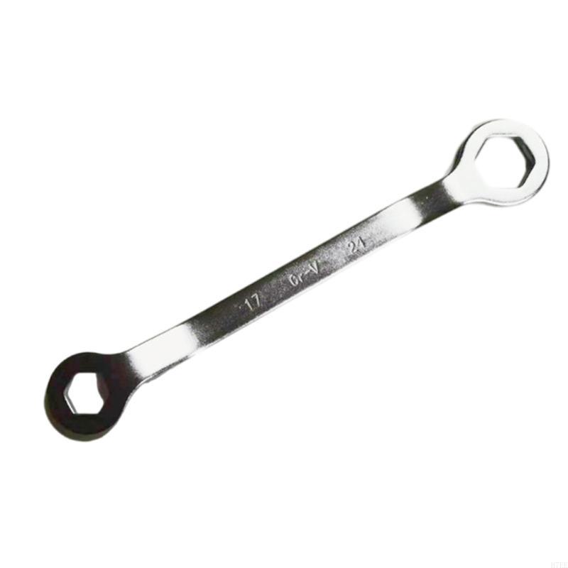 H7EE Professional 17mm/24mm Hexagonal Wrench Spanner Tool, Two in Feature Suitable for Automotive Work Motorbike Repairs