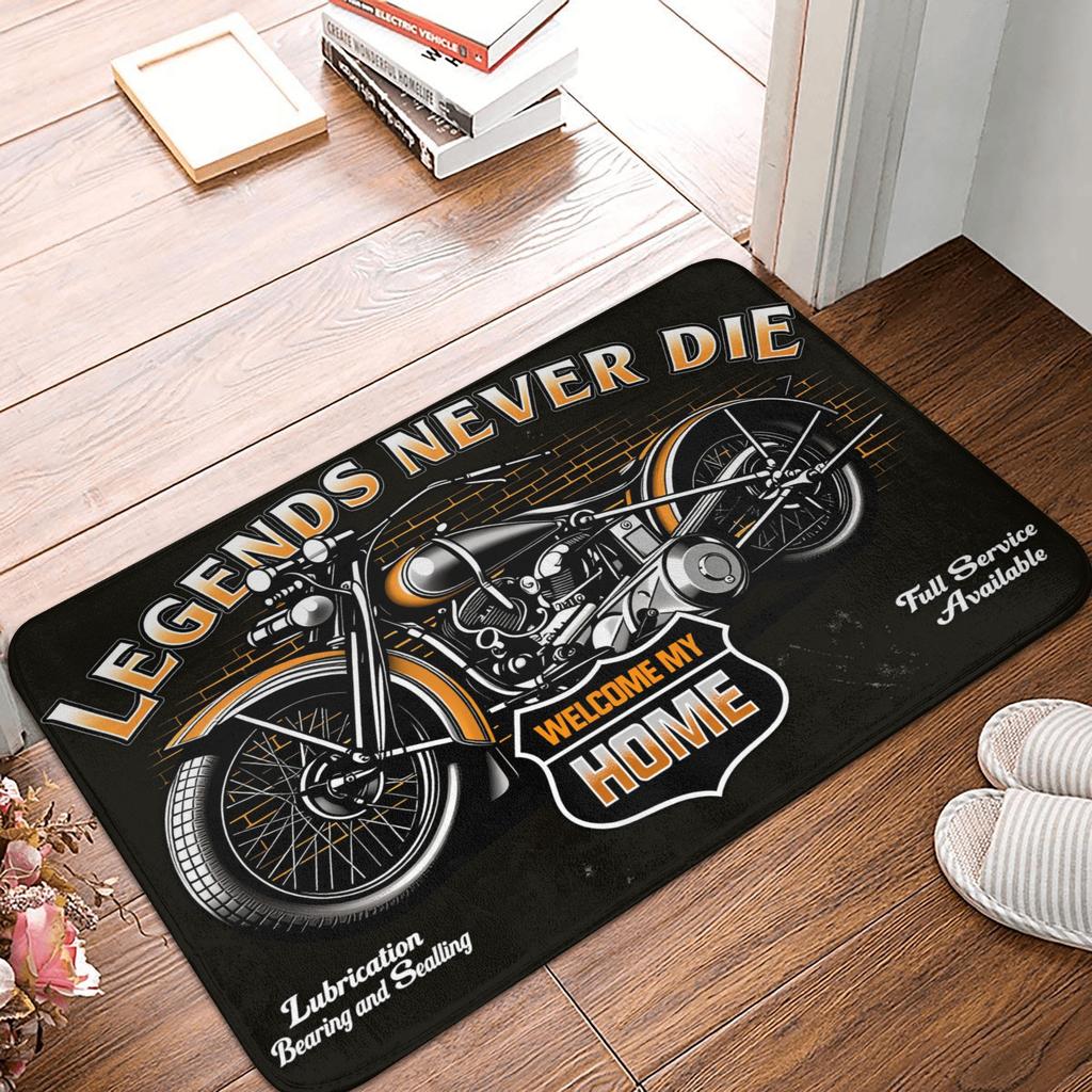 Retro Classic Motorcycle Motorcycle Lovers Gift Doormat Anti-Slip Entrance Kitchen Bathroom Door Floor Mat Toilet Carpet Rug