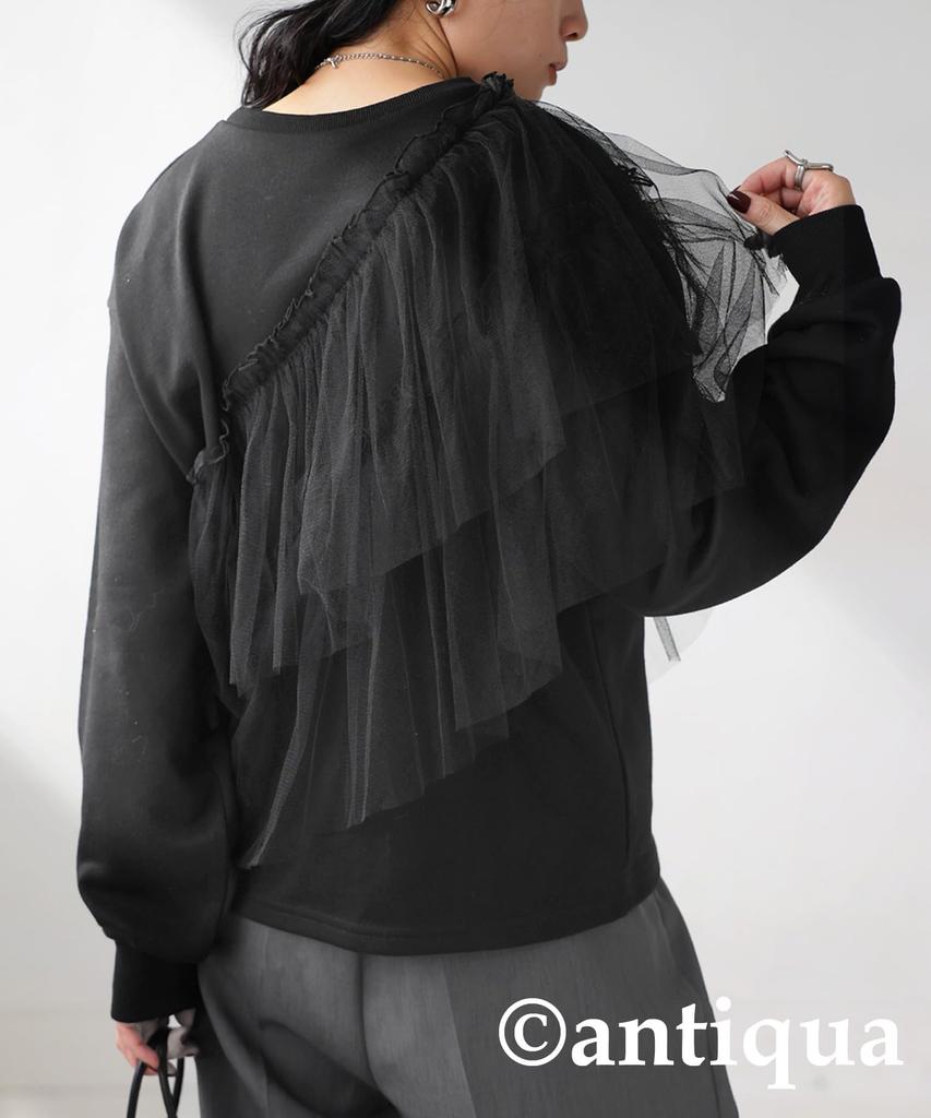 Antiqua Tulle Fleece One Size Black Women's Top, ESA-00180, 05,