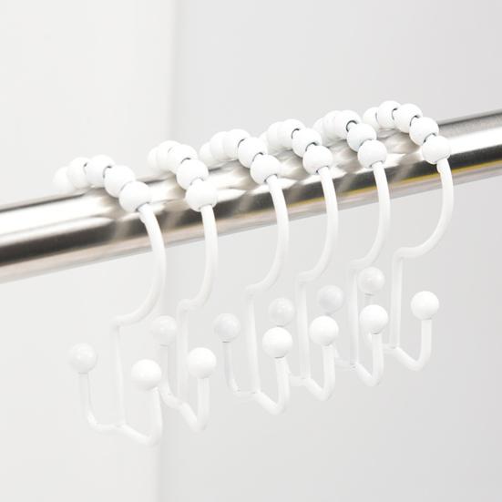 12 Pcs Shower Curtain Hooks Rust Proof Metal Shower Curtain Hooks Double