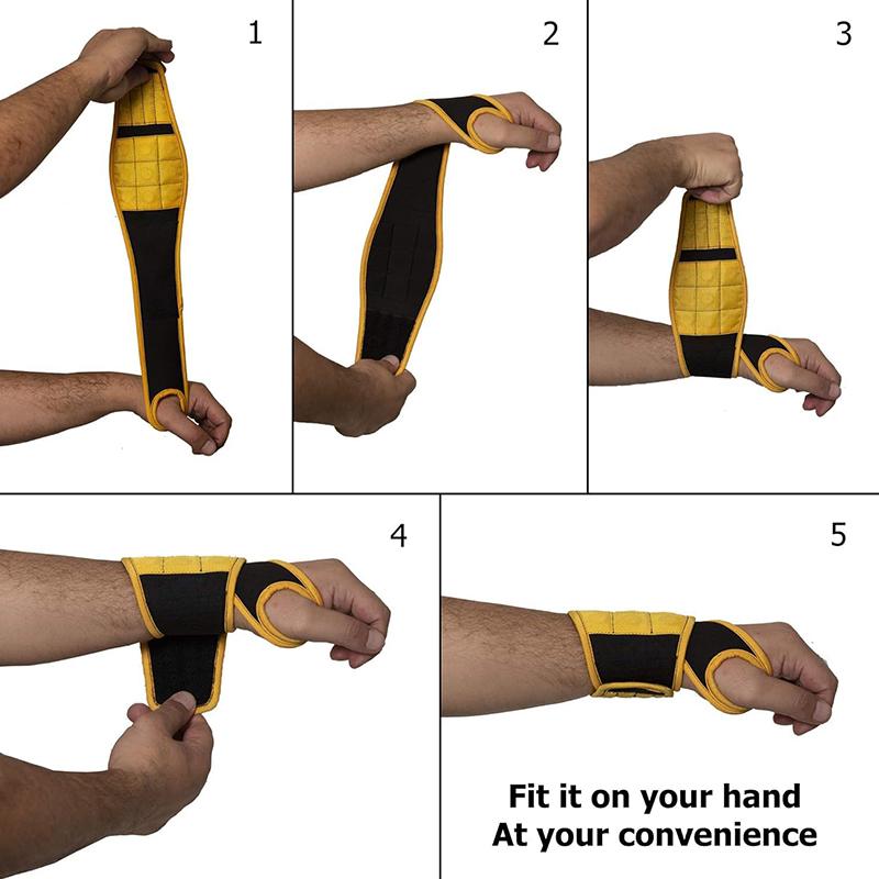 2pcs Magnetic Wristband with Super Strong Magnets Holds Screws, Nails, Drill Bit. Unique Wrist Support Design