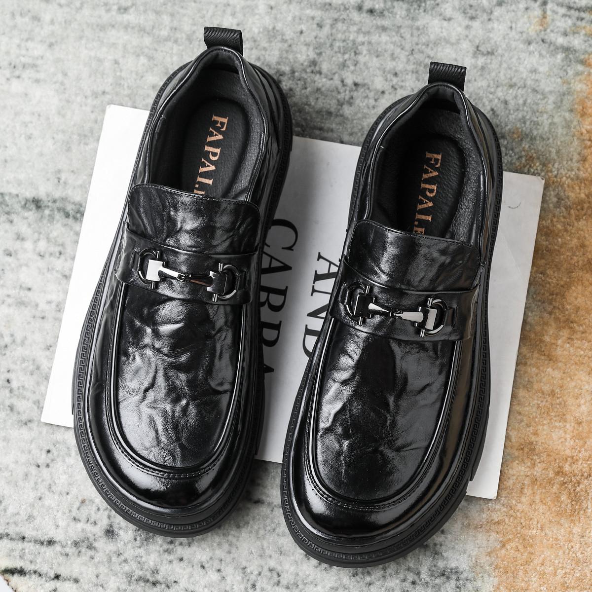 

Wenzhou genuine leather men s shoes loafer foot leather shoes men s first layer cowhide comfortable and casual one-pedal low heel shock absorption 44