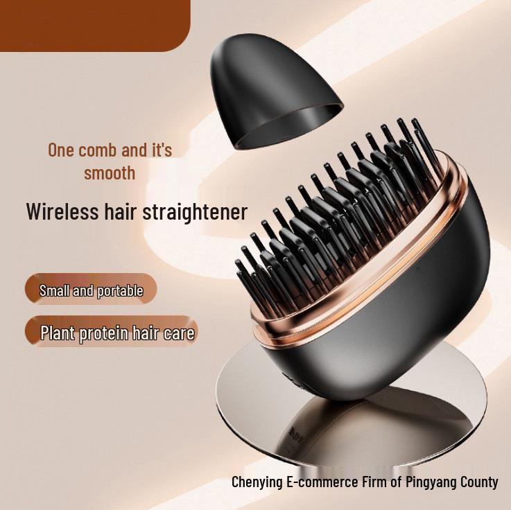 Wireless Dual-Use Mini Hair Straightener & Curler Comb чёрный