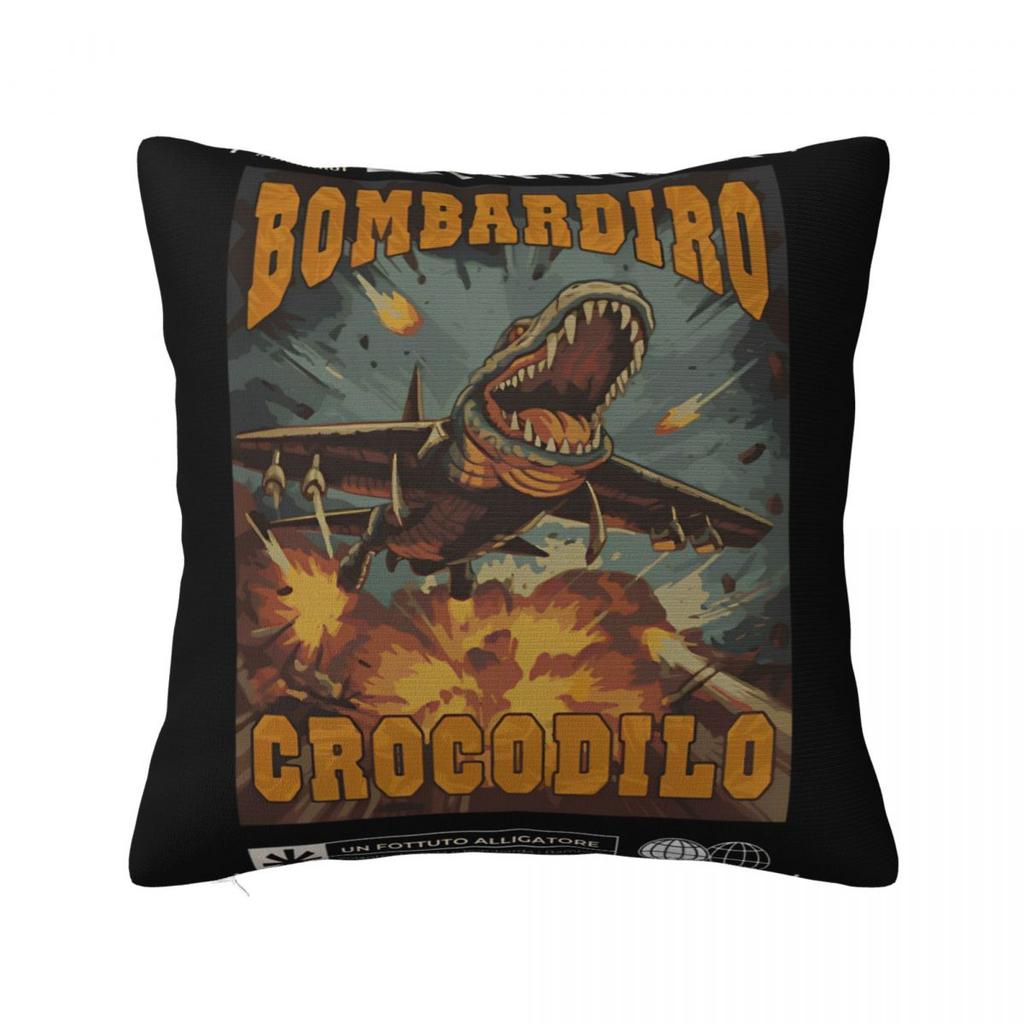 Brr Brr Patapim Italian Brainrot Pillowcase Polyester Cushion Cover Decor Meme Throw Pillow Case Cover Home Square 40X40cm