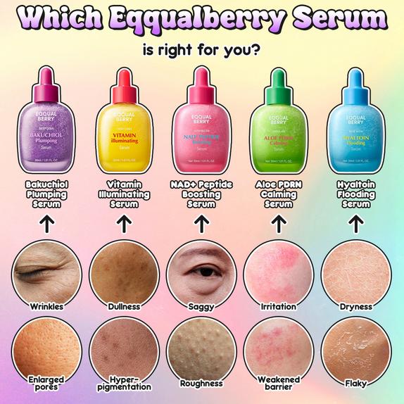 Eqqualberry Serum 30ml 5 Arten, Anti-Aging, Nährend, Beruhigend, Aufhellend, Feuchtigkeitsspendend, Koreanische Kosmetik, Kbeauty