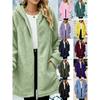 S-6 XL Damen Plüsch Reißverschluss Jacke Mit Kapuze Locker Langarm Pelziger Cardigan Winter**