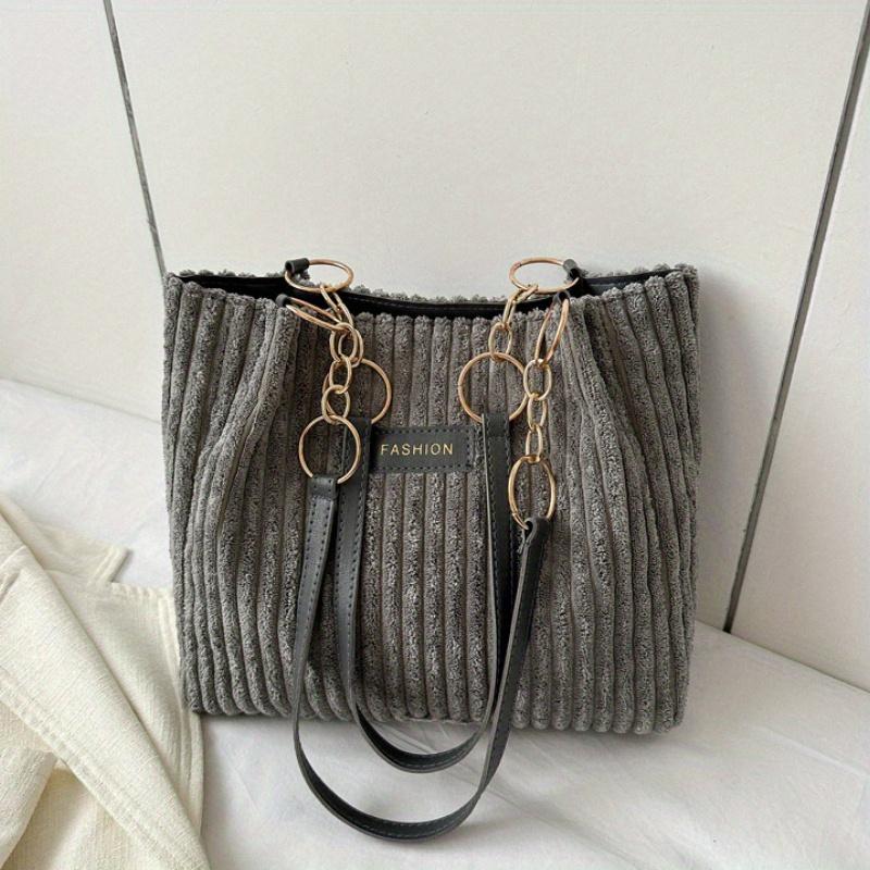 

Женская вельветовая сумка-тоут большой вместимости, повседневного стиля, простая, элегантная, для работы, на плечо, с застежкой-молнией