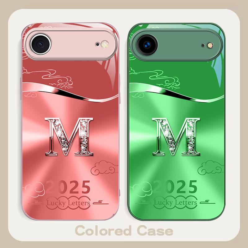 Gradient yellow letter M For iPhone 17 Air 16 E 15 14 13 Plus 12 mini 17 Pro Max 11Pro XR Xs X 7 8 11 Tempered Glass Phone Case