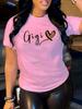 Gigi Letter Heart Print Tshirt Crew Neck Short Sleeve Unisexs Casual Every Day Tops 2026 New Summer Aesthetics Clothing Tops