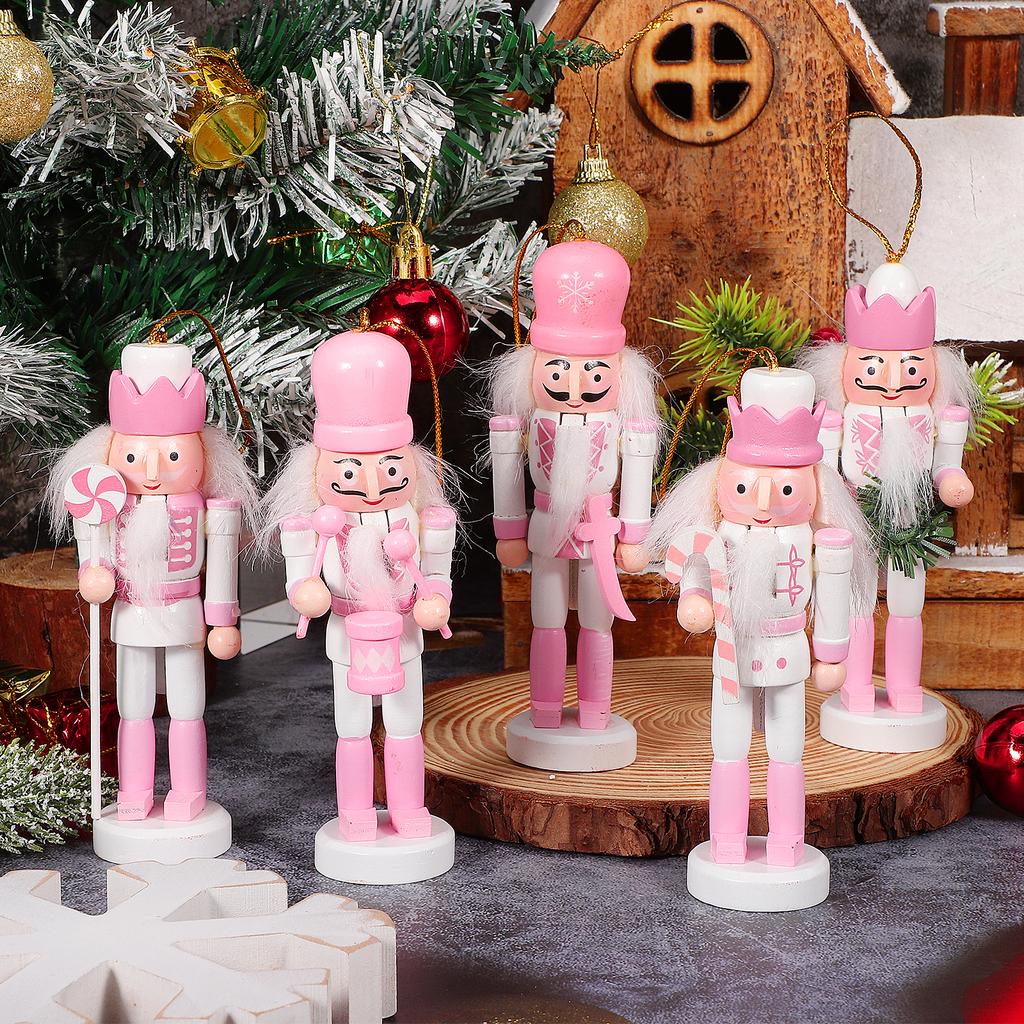 4Pcs Nutcracker Wood Craft Christmas Decorations for Shelves Mantel Display Wooden Nutcracker Ornaments Festive