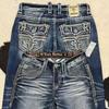 RogueWave American Retro Loose Jeans Women Y2k Vintage Pocket Embroidered Blue Denim Pants