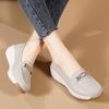 Women's Leather Wedge Loafers Non-slip Soft Sole Casual Shoes Lightweight Platform Footwear for Daily Wear