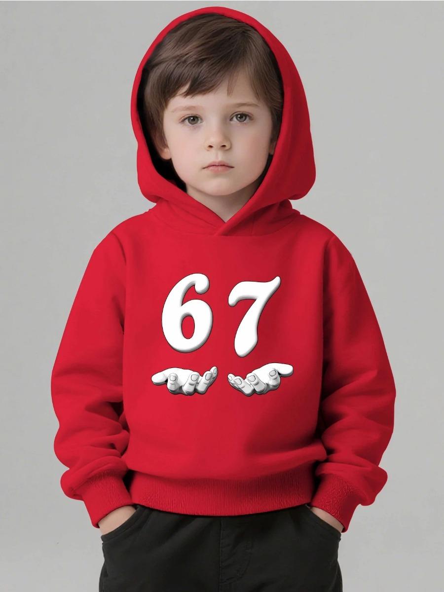 Cadeau de Noël pour Garçon Sweat à capuche pour enfant Impression Cartoon Six Seven Bruh 67 Sweat à capuche décontracté à manches longues Printemps et Automne Pull 160