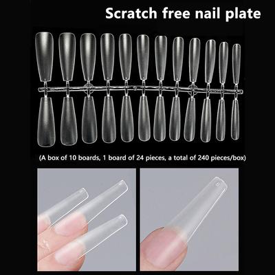 240Pcs Long T-Type False Nail Tips Acrylic Full Half Cover Fake Nails Soft Tips Professional Artificial Extension Accessories