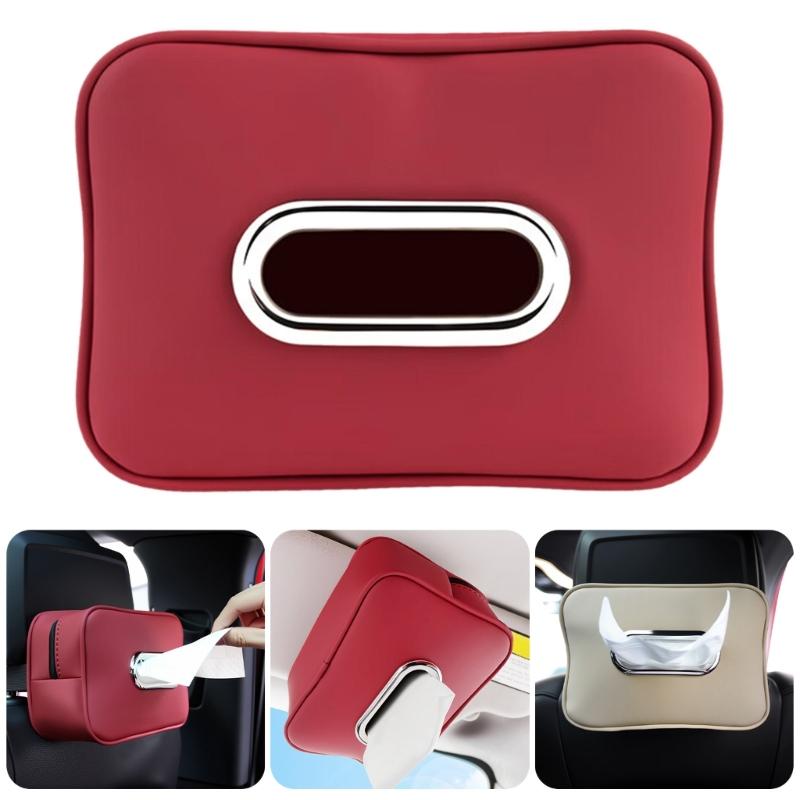 Not Slip Vehicle Tissue Box Holders Leather Construction Napkins Dispenser Multifunction For Sun Visors Armrest Back Seats