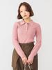 Ray Beams Women's L/S Knit Rib Knit Polo Shirt, Pink Free