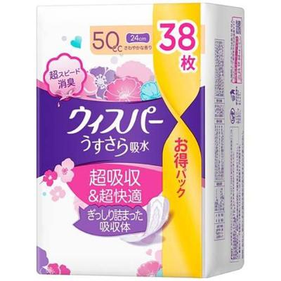 P&G Whisper Slim Sheet Women's Absorbent Care Heavy Duty 50cc Napkin Size 24cm 38 Sheets
