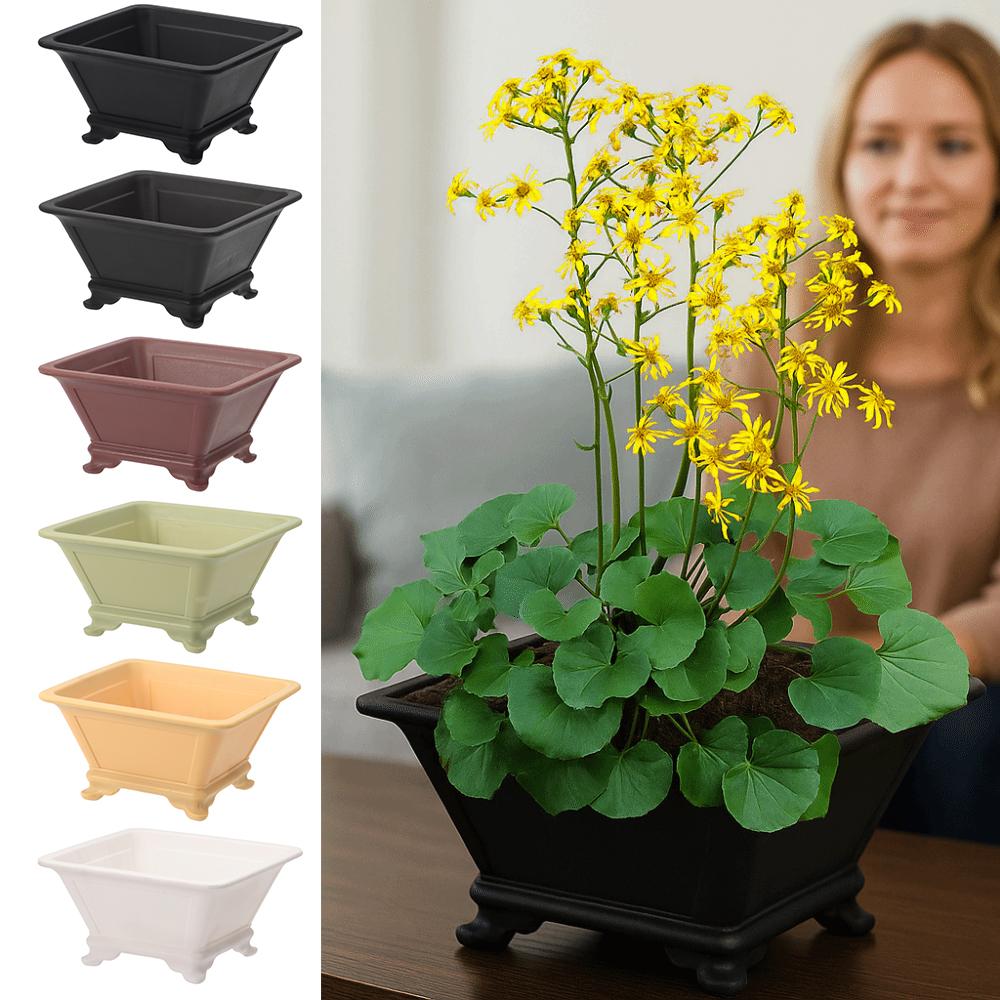 Colorful Flowerpots Durable Thick Bonsai Tray Pots Simple Four Sided Basin  Gardening