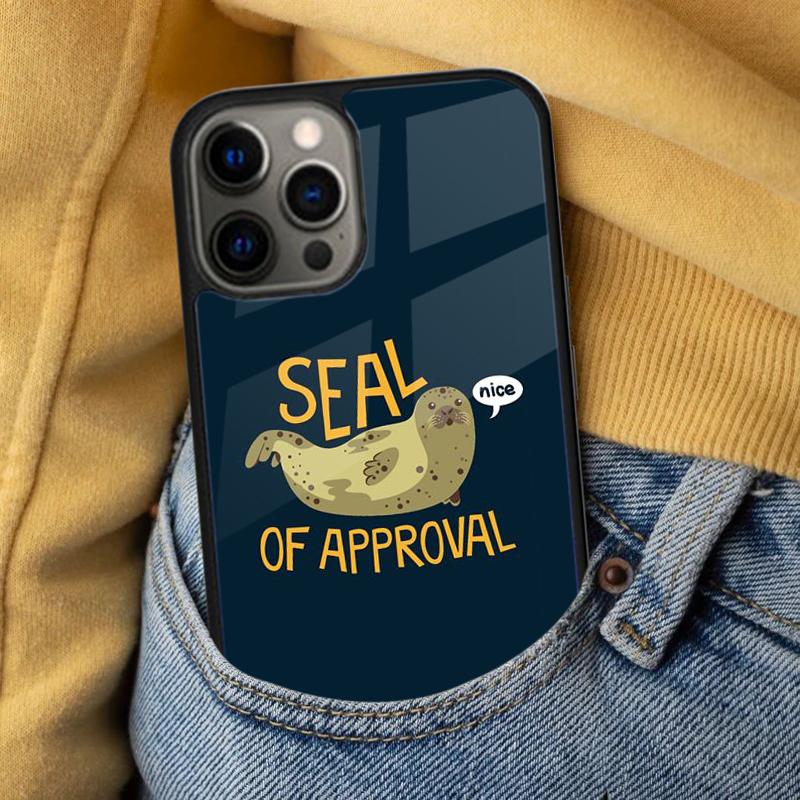 Funny Seal of Approval Soft Phone Case for iPhone 17 Air 16e Pro Max 15 Pro 13 14 Plus 11 12 MagSafe Magnetic Coque