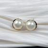 Vintage Hepburn Style Round Big Pearl Stud Earrings Femininity Explosive Earrings French Light Luxury High-end Earrings