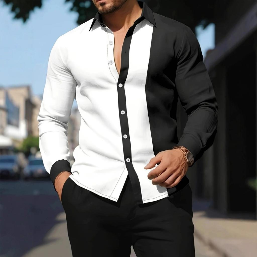 Slim Fit Men's Long Sleeve Shirt, Stylish for Work & Daily Wear