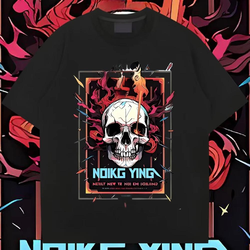 

2024 Новые свободные топы с круглым вырезом в стиле ретро унисекс в повседневном стиле с графикой XL-рубашка Европейская всесезонная одежда Лидер продаж Удобная эластичная футболка XXXXXL чёрный