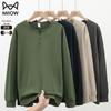 MIIOW T-shirt da uomo a maniche lunghe in puro cotone