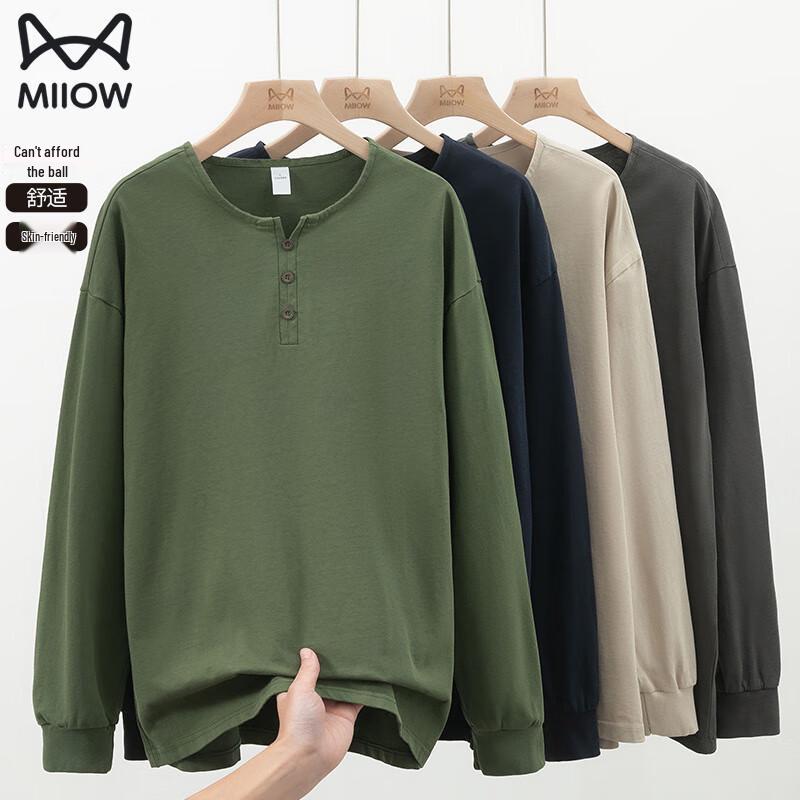 MiiOW Men s Pure Cotton Long Sleeve T-Shirt XL