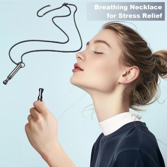 Halskette für achtsames Atmen, Halskette aus Titanstahl, Halskette zur Reduzierung von Angstzuständen, Halskette zur Linderung von Stress und Panik, Länge der Meditation, Halskette für inneren Frieden