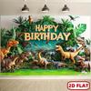 "Happy Birthday"—Realistic dinosaur characters, lush green plants and bright colors, suitable for indoor and outdoor party