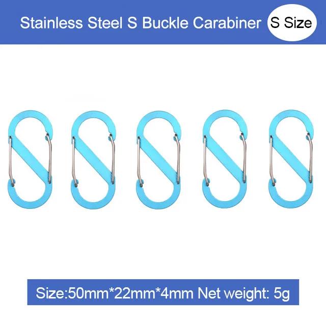5Pcs Stainless Steel S Type Carabiner with Lock Mini Keychain Hook Anti-Theft Outdoor Camping Backpack Buckle Key-Lock Tool