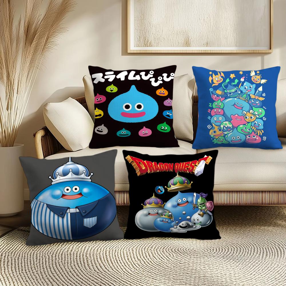D-Dragon Quest Rocket Slime Cushion Cover Soft Short Plush Pillow Cover Smooth Cozy Texture Aesthetic Cushion Case Home Decor