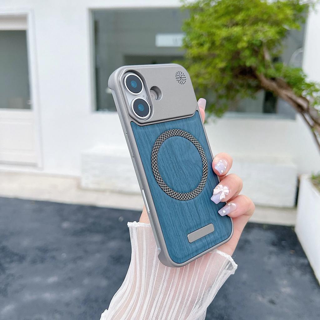 Luxury Wood Grain Magnetic Leather Phone Case For IPhone16 15 14 13 12 Pro Max Wireless Charging Anti Drop Protect Cover Fundas