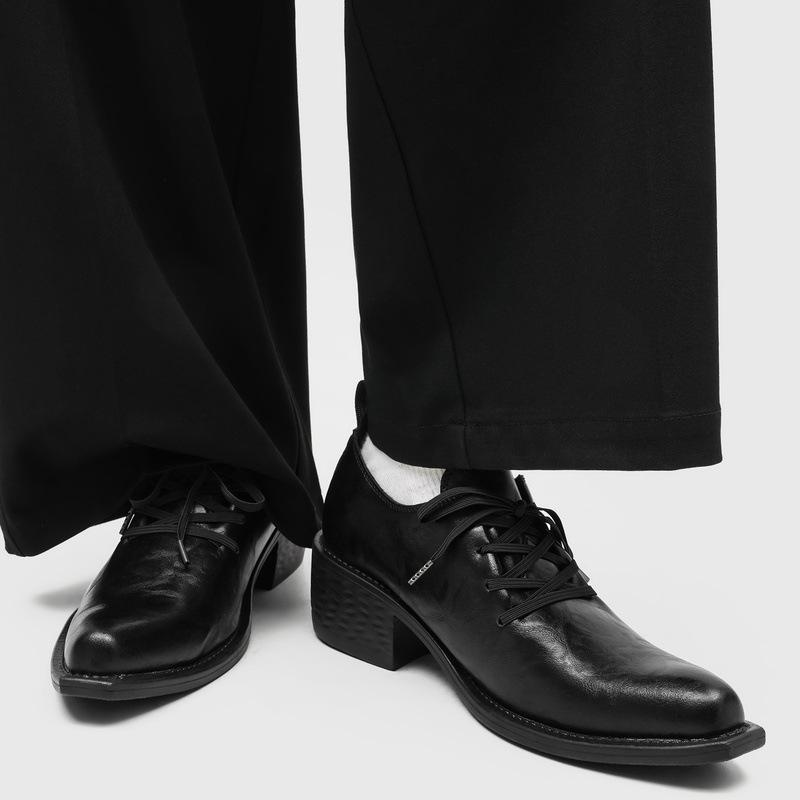 Pointed leather shoes men's cleanfit retro model wizard shoes platform heightening casual derby shoes -12127