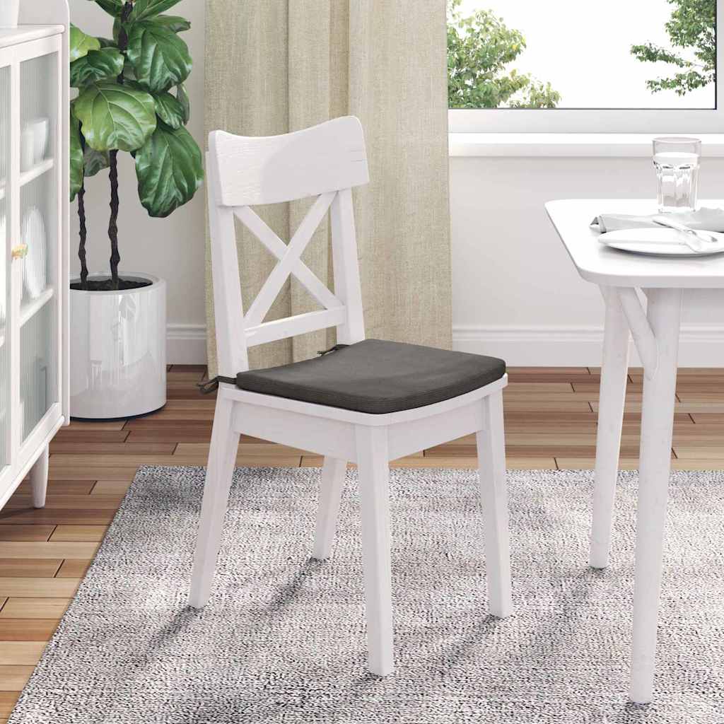 Seat Cushion Set 4 Pcs Light Grey 40 X 40 X 3 Cm Cord Fabric