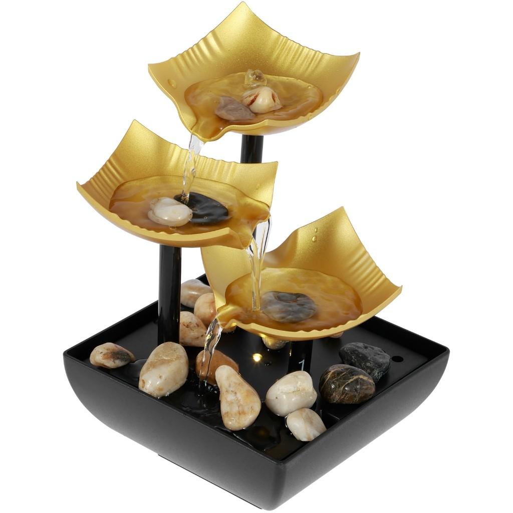 Kontor Hem Bordsskiva Vattenfall Dekor Avkoppling Meditation Skrivbordsfontän Kreativa Mjuka Ljus Flödande Vatten Ornament