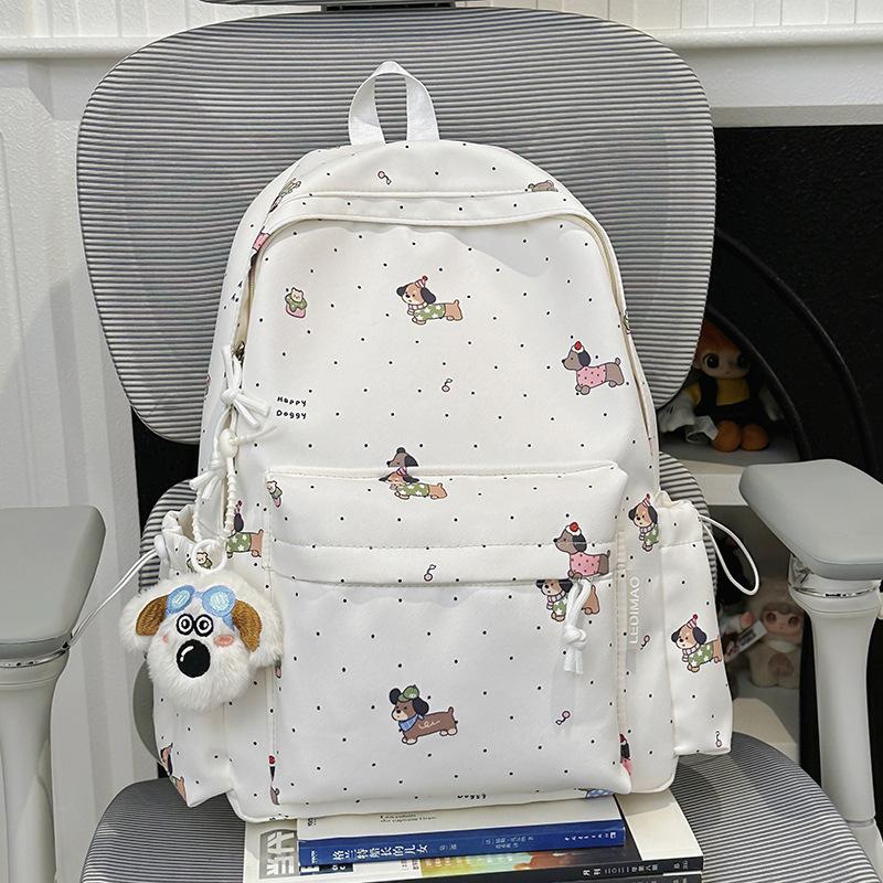 Schoolbag Cute Cartoon Dog Schoolbag Girls Junior High School Sweet Girl High Value Lightweight Backpack Casual Versatile Student Backpack Female