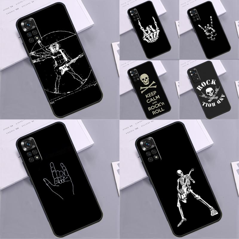 Rock Roll Skull Case For Xiaomi Redmi Note 14 13 Pro 9 10 11 12 Pro 10S 11S 12S Redmi 13C 10C 12C 14C Coque