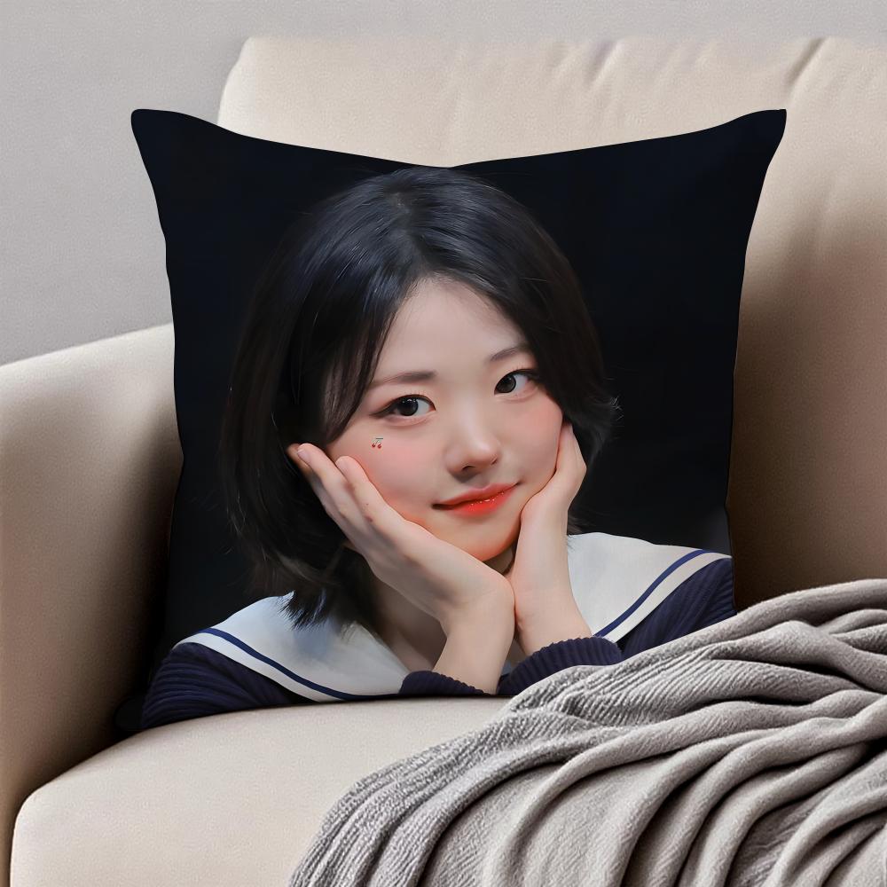 Popular Kpop Idol QWER HHina Jang Nayoung Cushion Cover Pillowcase Antidustmite Invisible Zipper Short Plush Sofa Cushion